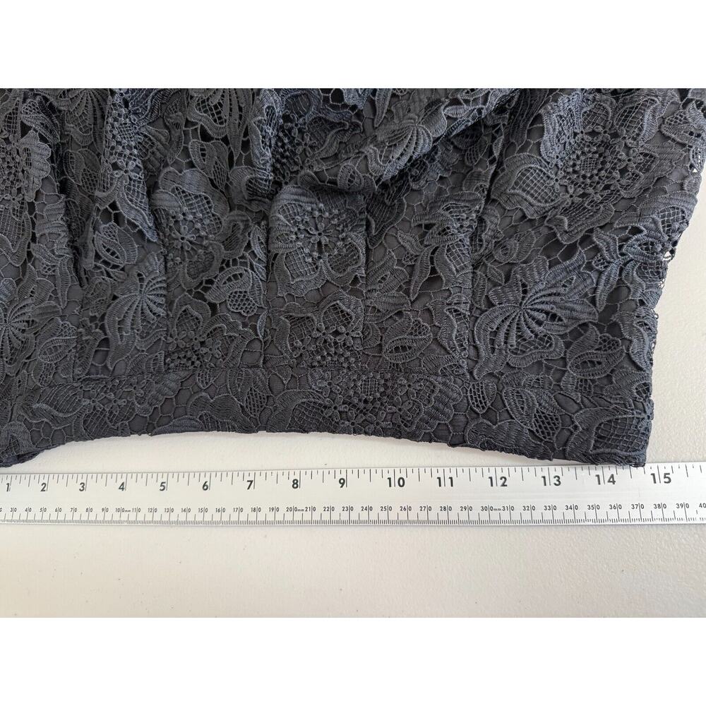 Garnet Hill Scalloped Lace Midi Skirt Womens Size 6 Pleated Black Whimsigoth - Picture 8 of 12